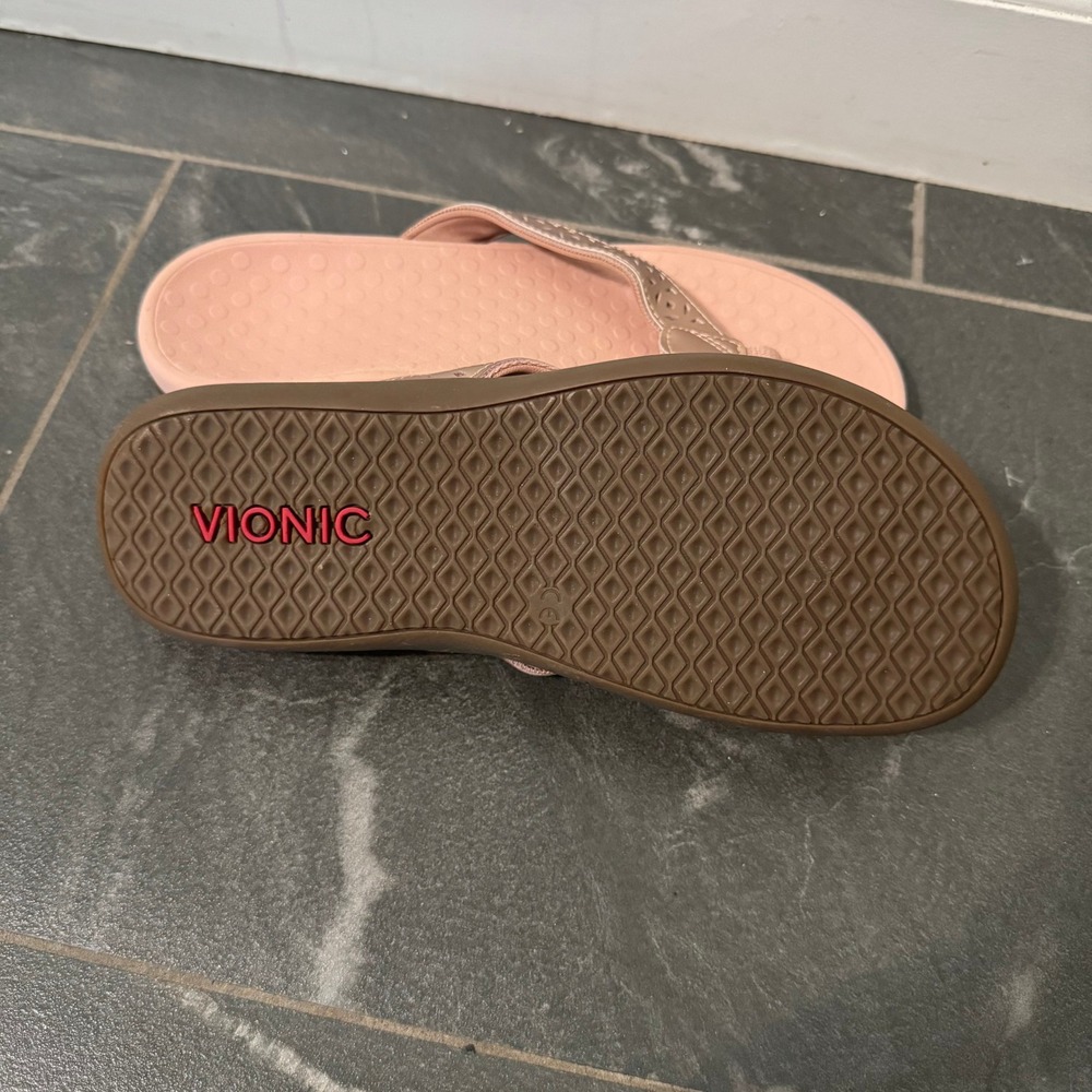 Vionic Tide Perf Sandals Womens 8 Rose Gold Peach Orthopedic Comfort Vacation - Picture 5 of 5